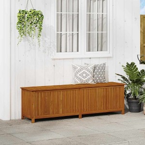 vidaXL Patio Storage Box 78.7"x19.7"x22.8" Solid Acacia Wood - 1 of 4