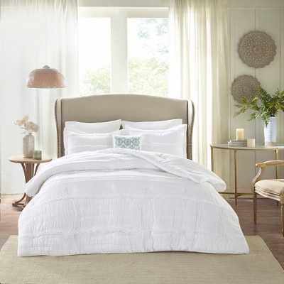 Kumasinova 5 Piece Microfiber Ruffled Comforter Set,Bedding Comforter Sets with Ruffles,Quilting,Embroidered Pillow,Bed Skirt,Sham