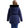 Agnes Orinda Women's Plus Size Waterproof Fur Hood Drawstring Waist Zipper Fleece Lined Winter Warm Parka Jacket with Pockets - 4 of 4