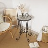 Syemin End Tables Patio Side Table with Shelf, Outdoor Round End Table with Weather Resistant Ceramic Tile Tabletop, Black, 14"*14"*21.65" - 2 of 4