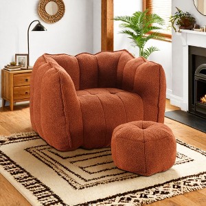 CENGHU Soft Bean Bag Chair with Foam Filling Lazy Sofa with Ottoman Chenille Large Bean Bags for Adults Beanbag Sofa for Living room and Bedroom - 1 of 4