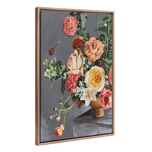 Kate & Laurel All Things Decor 23"x33" Sylvie Beaded Floral Emergence Framed Canvas by Mackenzie Nelson Gold - 1 of 4