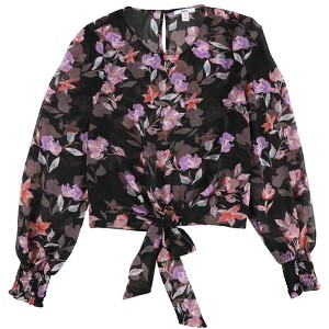 bar III Womens Tie-Hem Floral Pullover Blouse - 1 of 2