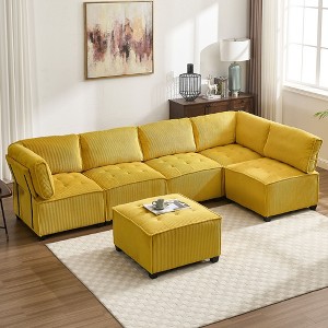CAVINAS 6-Seater U-Shaped Modular Sectional Sofa,Cloud Couch Sectional with 1 Ottoman,Conversible Chaise Sofa for Living Room - 1 of 4