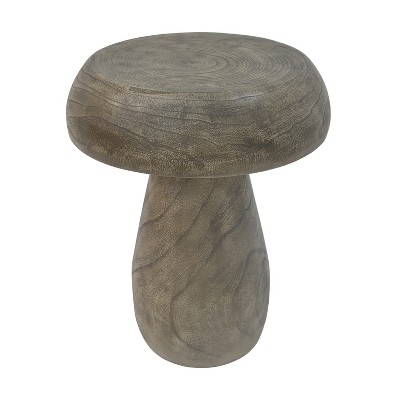 Vynxaria MGO Mushroom Side Table, 20.5"H Wood-Like Texture, 13.2" Diameter, Natural Color
