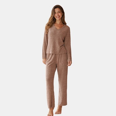 Women's Loungewear Mocha Cozy Rest & Relaxation Brown Pajama Set - Cupshe