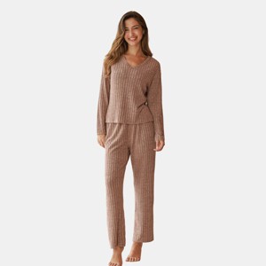 Women's Loungewear Mocha Cozy Rest & Relaxation Brown Pajama Set - Cupshe - 1 of 4