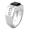 Slickblue Men’s Polished Stainless Steel Ring, Jet Onyx Center with Clear Accents, Bold Statement, Sizes 8-13 - 4 of 4
