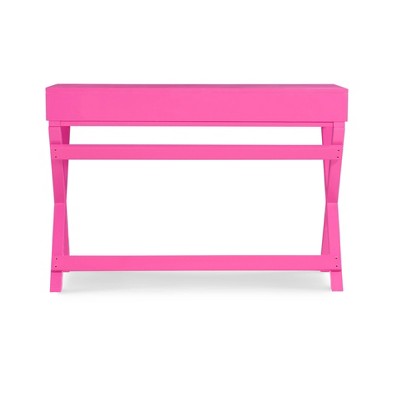 Raspberry Pink Wood Writing Desk with Drawers, 44"