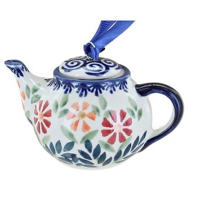 Blue Rose Polish Pottery D077 Manufaktura Teapot Ornament - 1 of 1