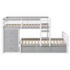 PAGED Twin over Twin Loft and Bunk Bed with Drawers and Ladder, Open Shelves, Guardrail and Ladder for Bedroom, Pine, Gray - 4 of 4