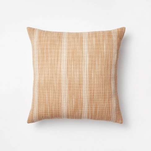 Neutral Stripe Linen Throw with Pillow Insert