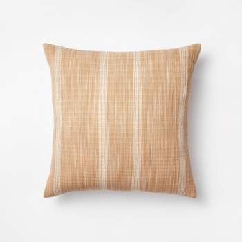 Woven Striped Square Throw Pillow Camel/Cream - Threshold™ designed with Studio McGee