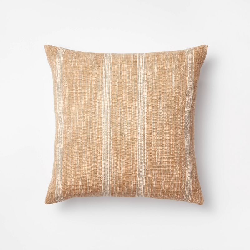 Woven Striped Square Throw Pillow Camel/Cream - Threshold&#8482; designed with Studio McGee, 1 of 9