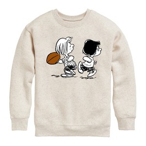 Boys' - Peanuts - Marcie Patty Football Graphic Long Sleeve Fleece Sweatshirt - 1 of 4