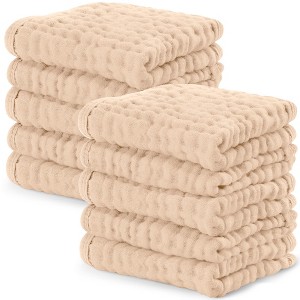 Baby Washcloths Muslin Cotton, Large 10”x10” by Comfy Cubs - 1 of 4