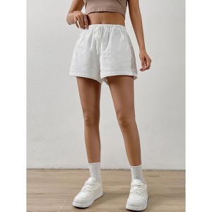 Women's Casual Drawstring Elastic Waist Shorts with Pockets Comfy Summer Lounge Short Pant - 1 of 4