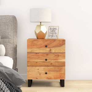vidaXL Bedside Cabinet 19.7 in.x13 in.x24.4 in. Solid Wood Acacia&Engineered Wood - 1 of 4