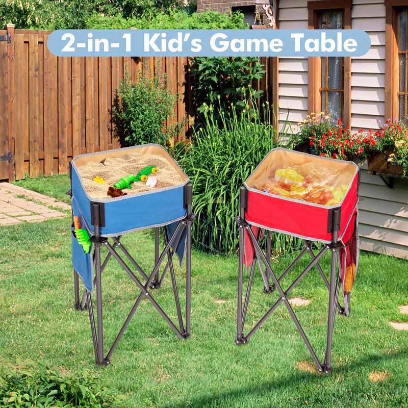 Costway 2 PCS Folding Camping Tables w/ Large Capacity Storage Sink for Picnic, 3 of 11