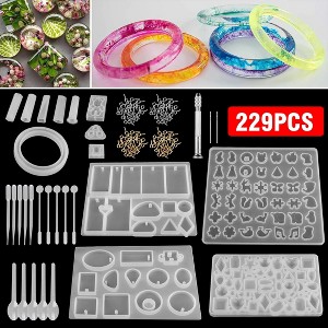 JDiction 229Pcs Silicone Resin Molds Kit, Silicone Epoxy Casting Molds Tools Set for DIY Jewelry Craft Making - 1 of 4