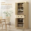 TIRAMISUBEST 72" Farmhouse Pantry Cabinet - Freestanding Storage with 4 Soft-Close Doors, Adjustable Shelves & Drawer, Natural Wood - 4 of 4
