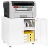 Metal Printer Stand with Storage Mobile Printer Tables for Small Spaces with Door Adjustable Shelf File Cabinet on Wheels for Home Office (White) - 3 of 4