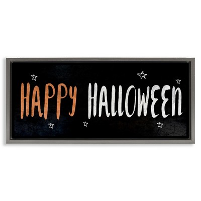 Stupell Industries Happy Halloween Spooky Stars Black Framed Floater Canvas Wall Art
