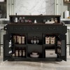 53.2" Two-Tier Kitchen Island Bar Cabinet, Farmhouse Kitchen Island Cart Rolling Table, Power Outlet & Adjustable Shelves - ModernLuxe - 2 of 4