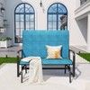 2-Seat Patio Glider with Steel Frame - Blue - Captiva Designs: Weather-Resistant Outdoor Loveseat, Black Frame - 3 of 4