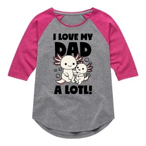 Girls' - Instant Message - I Love My Dad A Lotl Shirt Tail Raglan Graphic T-shirt - 1 of 4