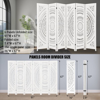Room Divider Panel Wooden Room Divider Wall,5.6FT Tall Room Divider with Shelves,Folding Privacy Screens 67 In for Room Separation Home Office Bedroom