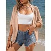 Womens Short Sleeve Cardigan Beach Cover Up Hollow-Out Sweater Cardigan Batswing Sleeve Cover Up Lightweight Cardigan - 3 of 4