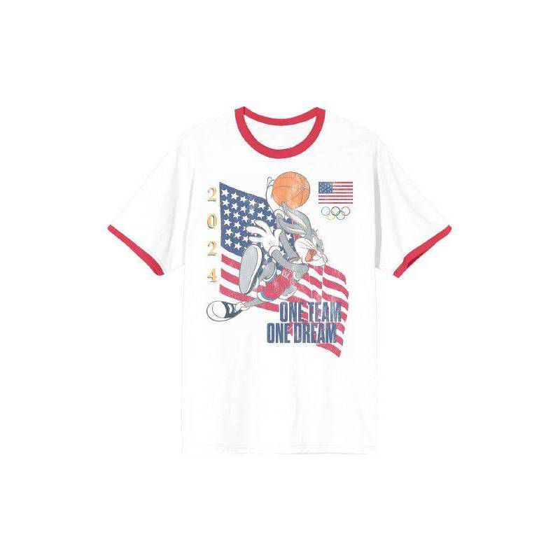 Men&#39;s Looney Tunes Team USA Short Sleeve Graphic T-Shirt - White, 1 of 4