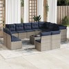 vidaXL Patio Sofa Set with Cushions 13 Piece, Sectional Sofa with Glass Table, Outdoor Conversation Set, Modern Style, Gray Poly Rattan - 2 of 4