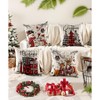 Christmas Throw Pillow Covers 18x18 Set of 4,Linen Pillow Cases Red White Plaid Snowman Christmas Tree - 2 of 4