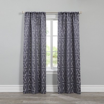BrylaneHome Geo Stud Jacquard Rod-Pocket Panel Pair