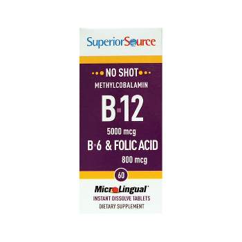Superior Source B-12 Methylcobalamin with B-6 & Folic Acid 5,000mcg 60 Tablets