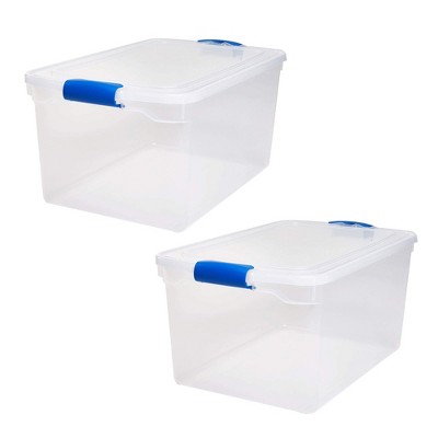 Homz Multipurpose 66 Quart Clear Storage Container Tote Bins With ...