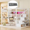 TiramisuBest Full Size Loft Bed with LED Light & Charge Station, Metal Loft Bed with Desk and Staircase, Loft bed with Wardrobe for Kids - 3 of 4