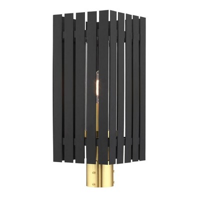 Livex Lighting Greenwich 1 - Light Post Light in  Black/Satin Brass