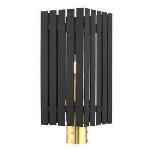 Livex Lighting Greenwich 1 - Light Post Light in  Black/Satin Brass - 1 of 4