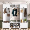 KTMBDW 79" Wide Hall Tree with Bench and Storage, 6 Shoe Cubbies & 7 Coat Hooks, 4 Top Storage Cabinets, Coat Rack with Space for Living Room - 2 of 4