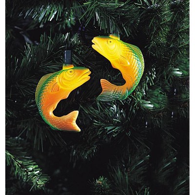 Kurt S. Adler Set of 10 Green Trout Fishing Christmas Lights - Green Wire