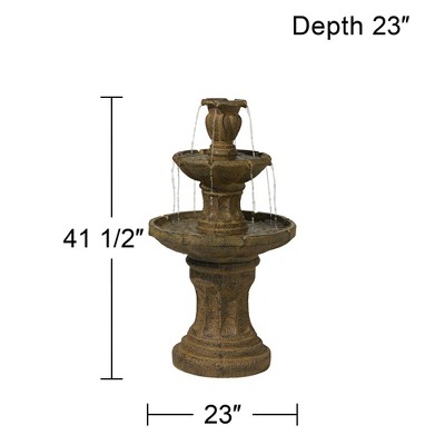 Tuscan Garden Dark Stone 41.5" Three Tier Outdoor Fountain