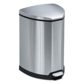 Safco Step-On Waste Receptacle Triangular Stainless Steel 4gal Chrome/Black 9685SS Step Trash Can