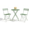 Coucheta 3-Piece Folding Bistro Set, Outdoor Patio Set with 2 Chairs and Table, Foldable Steel Frame Furniture for Balcony, Garden, Deck - 3 of 4