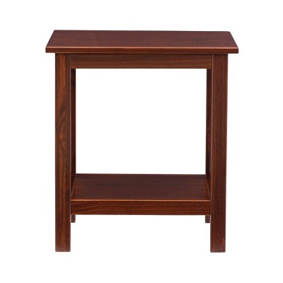 Ellotis Solid Pine Antique Tobacco Square End Table with Shelf