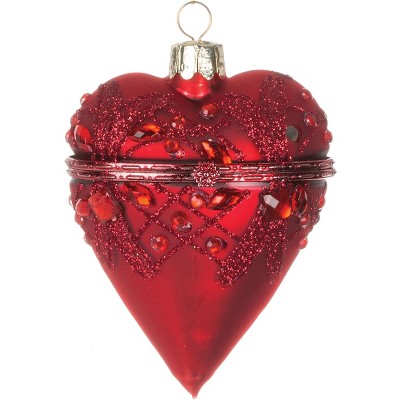Sullivans Heart Box Ornament 3.5"H Red
