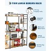 Kitchen Bakers Rack– Rustic Brown Storage Shelf with Power Outlet,4-Tier Microwave Stand & Coffee Bar Table(Includes 6 S-Hooks for Pots) - 4 of 4