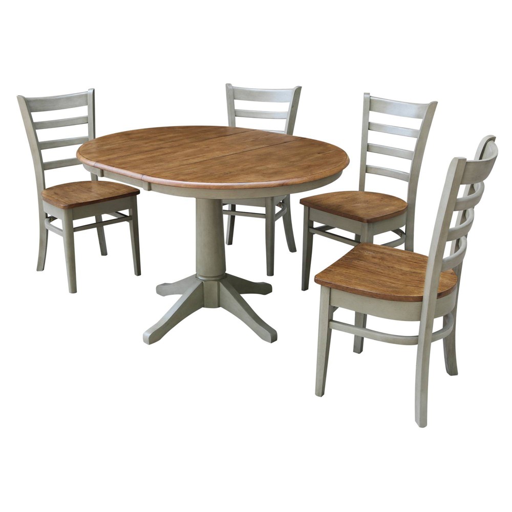 Photos - Dining Table 36" 4pc Lisa RoundExtendable  with Emily Chairs Hickory Brown